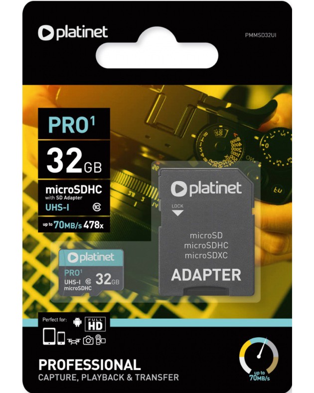 Micro SD   32 GB Platinet - Class 10  SD  - 