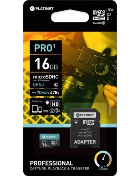 Micro SD карта памет 16 GB Platinet Micro SD карта памет 16 GB Platinet - Class 10 със SD адаптер -