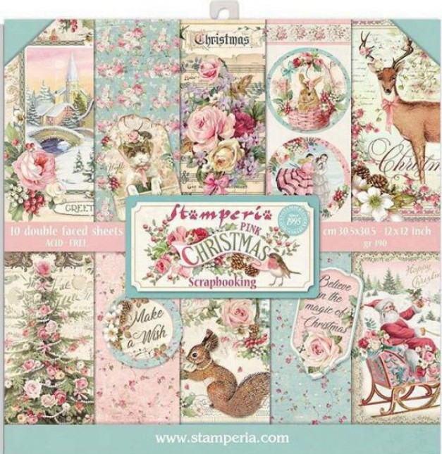    Stamperia -   - 10 , 30.5 x 30.5 cm   Pink Christmas - 
