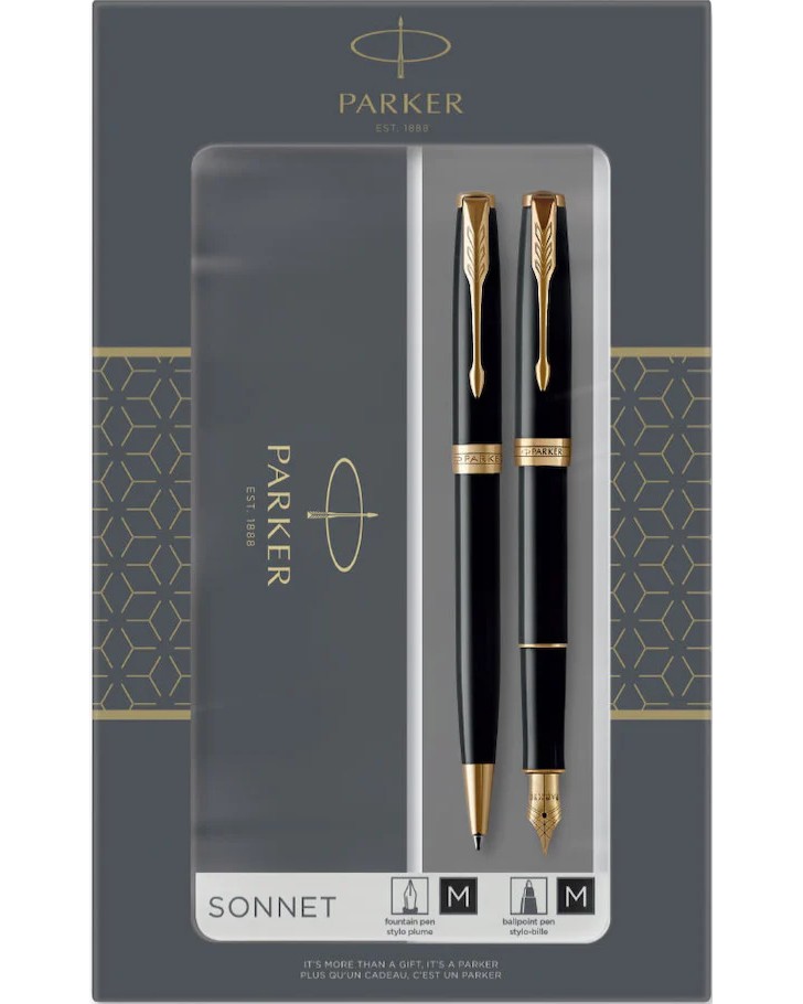 Химикалка и писалка Parker Black GT Химикалка и писалка Parker Black GT - В подаръчна кутия от колекцията Sonnet -