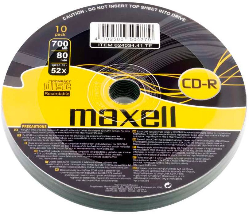CD-R Maxell 700 MB CD-R Maxell 700 MB - 10, 25 и 50 броя със скорост на записване до 52x -