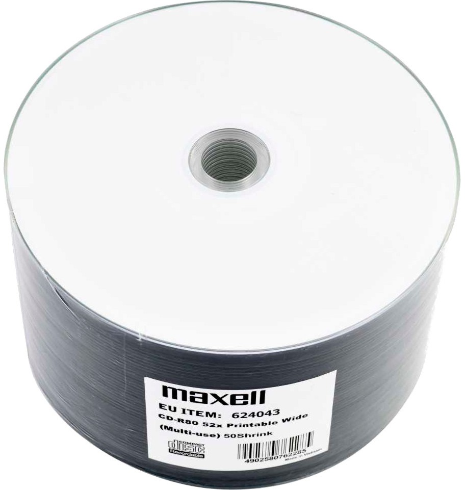 CD-R за мастиленоструен печат Maxell 700 MB - 50 диска със скорост на записване до 52x - 