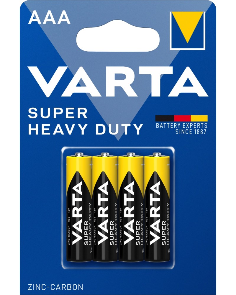 Батерия AAA - Въглерод-Цинкова (R03) - 4 броя от серията Super Heavy Duty - батерия