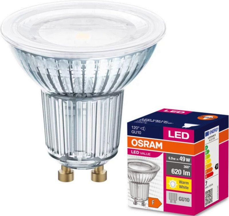 LED луничка Osram PAR1680 865 GU10 6.9 W 6500K LED луничка Osram PAR1680 865 GU10 6.9 W 6500K - 620 lm от серията Value -