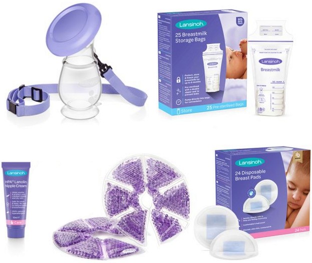 Комплект за родилното отделение Lansinoh - С крем за зърна, компрес за гърди, подплънки, колектор и пликчета за кърма - продукт