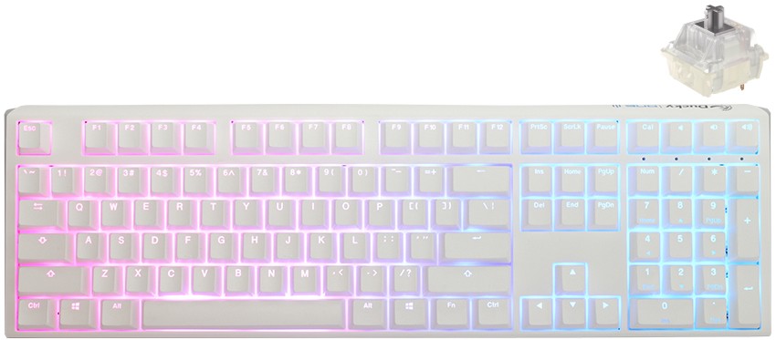    Ducky One 3 Pure White - Full Size,  USB  1.8 m, ANSI Layout, Hot-Swap, RGB, Cherry MX Speed Silver - 