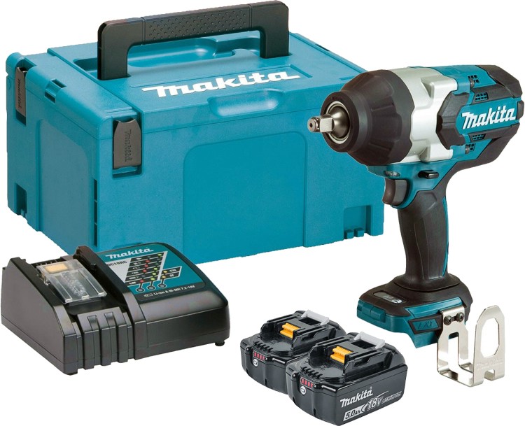 Акумулаторен ударен гайковерт 18V Makita DTW1002RTJ Акумулаторен ударен гайковерт 18V Makita DTW1002RTJ - С 2 батерии, зарядно и куфар от серията LXT -