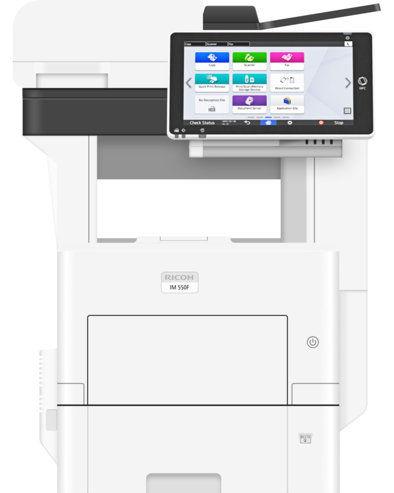 Лазерно мултифункционално устройство RICOH IM 550F Лазерно мултифункционално устройство RICOH IM 550F - Монохромен принтер / копир / скенер / факс, 1200 x 1200 dpi, 55 pages/min, USB, Wi-Fi, A3 -
