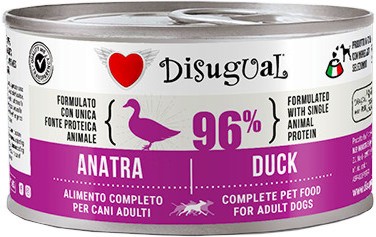 Пастет за кучета Disugual Пастет за кучета Disugual - 150 ÷ 6 x 400 g, с патешко, в зряла възраст - храна