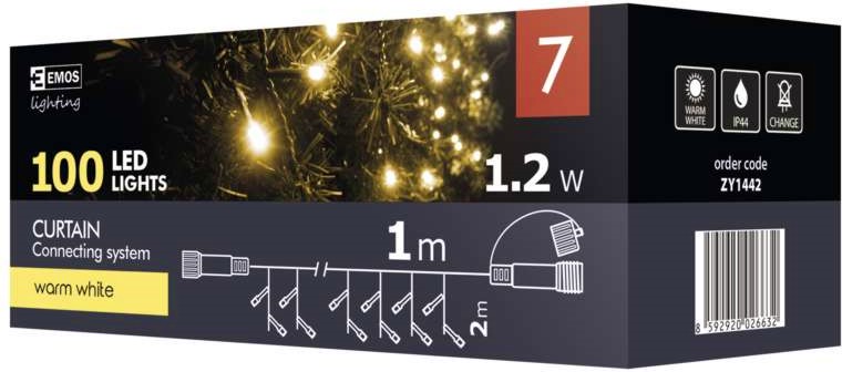 Коледна LED светлинна верига Emos ZY1442 Коледна LED светлинна верига Emos ZY1442 - 100 броя с дължина 2 x 1 m от серията Connect System -