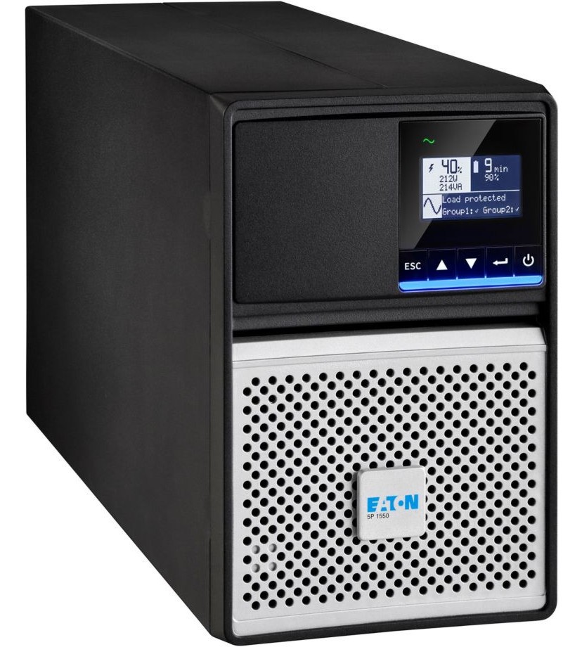 Непрекъсваемо токозахранващо устройство UPS Eaton 5P 1550i G2 Непрекъсваемо токозахранващо устройство UPS Eaton 5P 1550i G2 - 1550 VA, 1350 W, 8 x IEC 320 C13 изхода, USB, LCD дисплей -