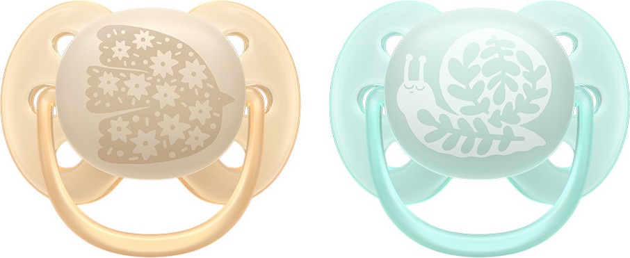 Ортодонтични залъгалки Philips Avent Plant-Based Ортодонтични залъгалки Philips Avent Plant-Based - 2 броя, с кутия за съхранение, от серията Ultra Soft, 0-6 м - залъгалка