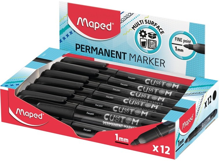 Перманентни маркери с объл връх Maped Custom - 12 броя - 