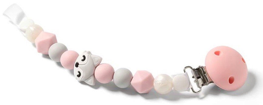 Клипс с наниз от топчета - Лисица - Аксесоар за бебешка залъгалка от серията "Natural Nursing" - продукт