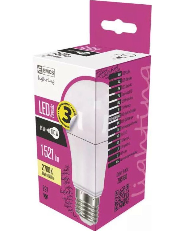 LED  Emos A60 E27 14 W 2700K - 1521 lm   Classic - 