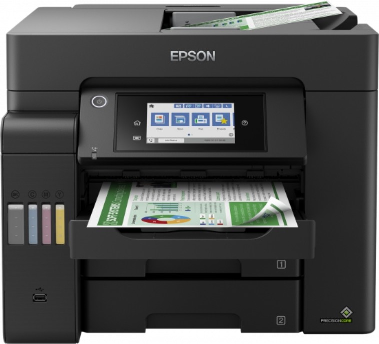 Мултифункционално мастиленоструйно устройство Epson EcoTank L6550 Мултифункционално мастиленоструйно устройство Epson EcoTank L6550 - Цветен принтер / копир / скенер / факс, 4800 x 1200 dpi, 32 pages/min, ADF, USB, Wi-Fi, A4 -