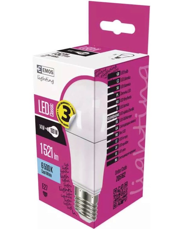 LED  Emos A60 E27 13.2 W 6500K - 1521 lm   Classic - 