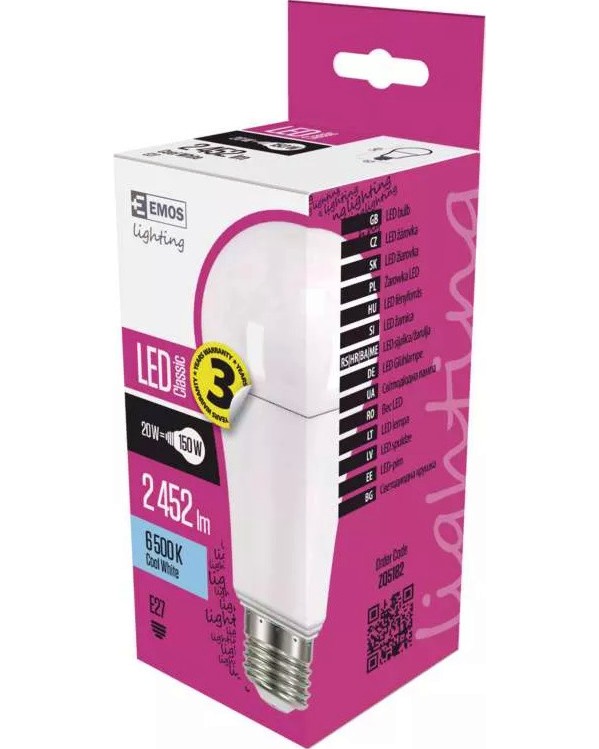 LED  Emos A67 E27 20 W 6500K - 2452 lm   Classic - 