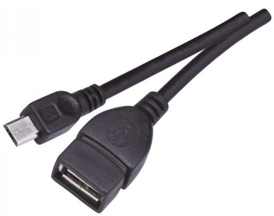 Кабел USB 2.0 OTG Type-A female към USB micro Type-B Emos - 15 cm - 