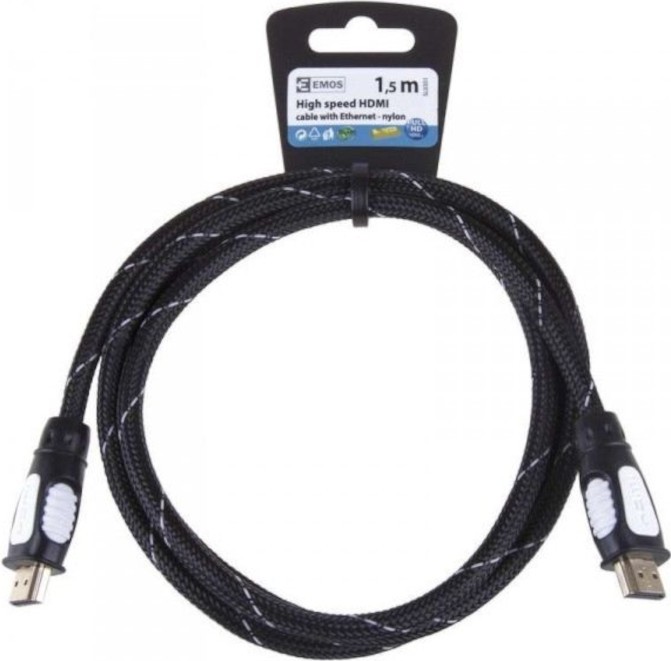 Кабел 4K HDMI male към HDMI male Emos Кабел 4K HDMI male към HDMI male Emos - 1.5 m -