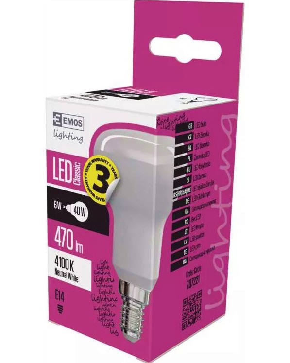 LED  Emos R50 E14 6 W 4100K - 470 lm   Classic - 