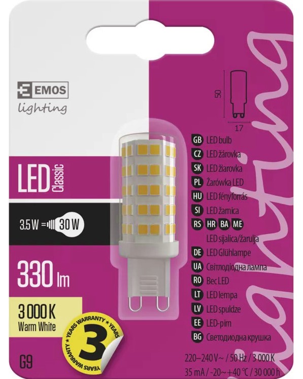 LED  -  Emos -   3.5 W   G9 - 
