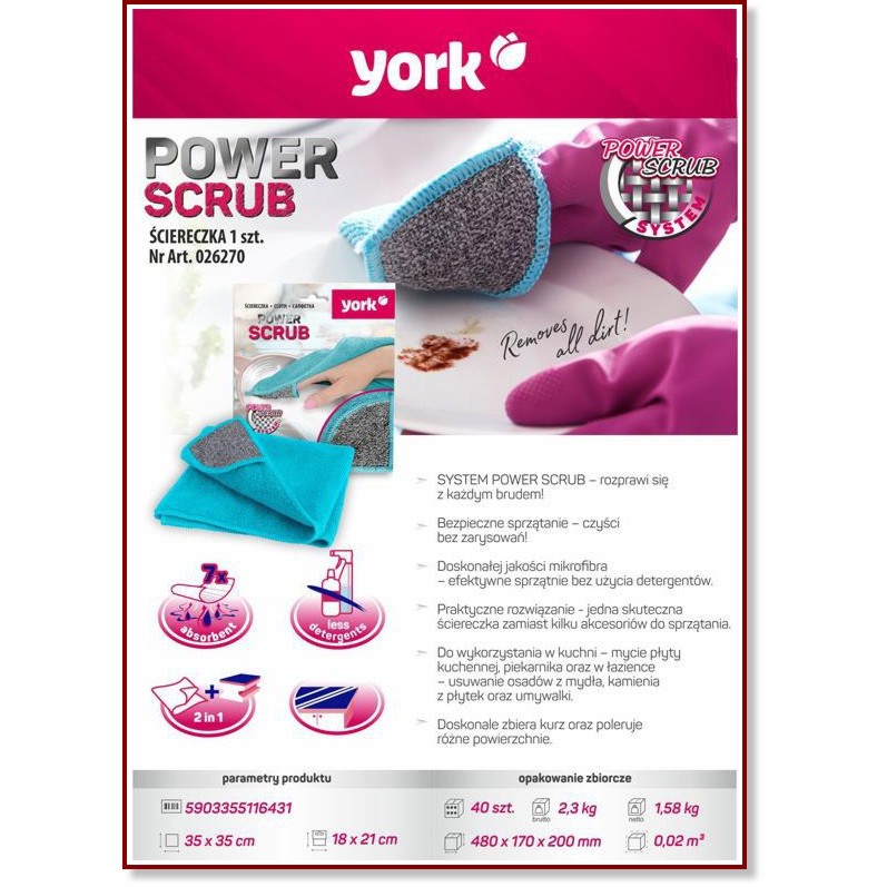     York Power Scrub - 35 x 35 cm - 
