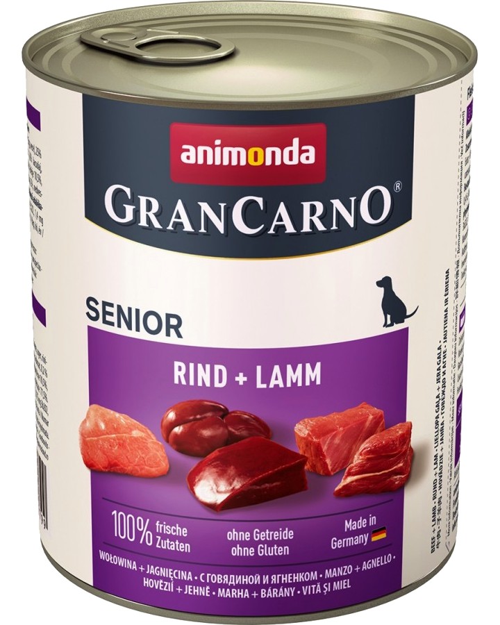 Консерва за кучета GranCarno Senior Консерва за кучета GranCarno Senior - 400 и 800 g, с говеждо и агнешко, за над 7 години - храна
