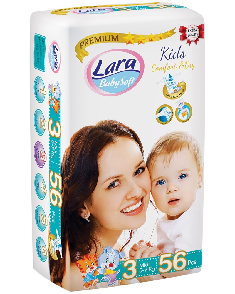 ������ Lara Baby Soft Premium 3 Midi - 56 ����, �� ������ 5-9 kg - �������