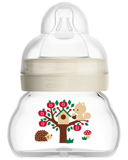 Стъклено бебешко шише MAM Feel Good Стъклено бебешко шише MAM Feel Good - 90 ml, за 0+ месеца - шише