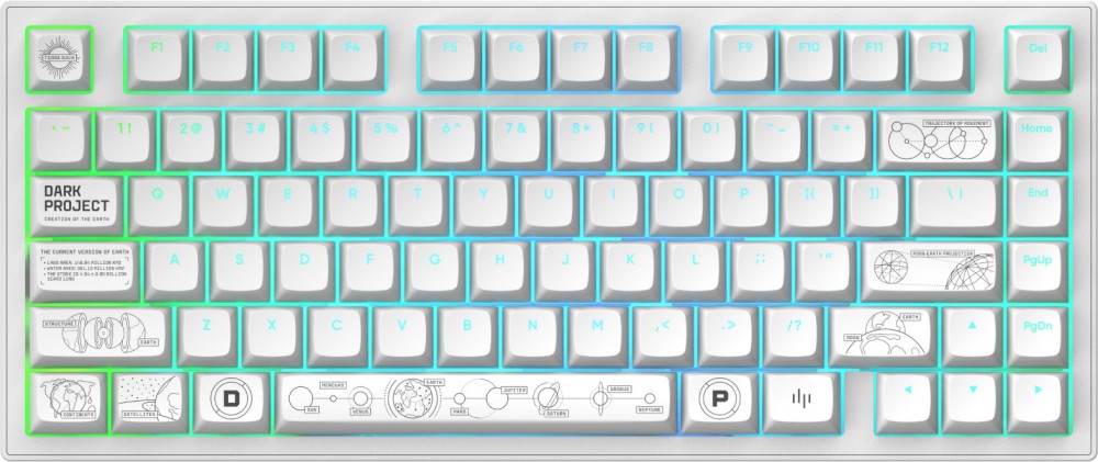     Dark Project ALU81A Terra Nova - 75%, Bluetooth, USB-C, RGB , ANSI Layout, G3MS Moonstone - 