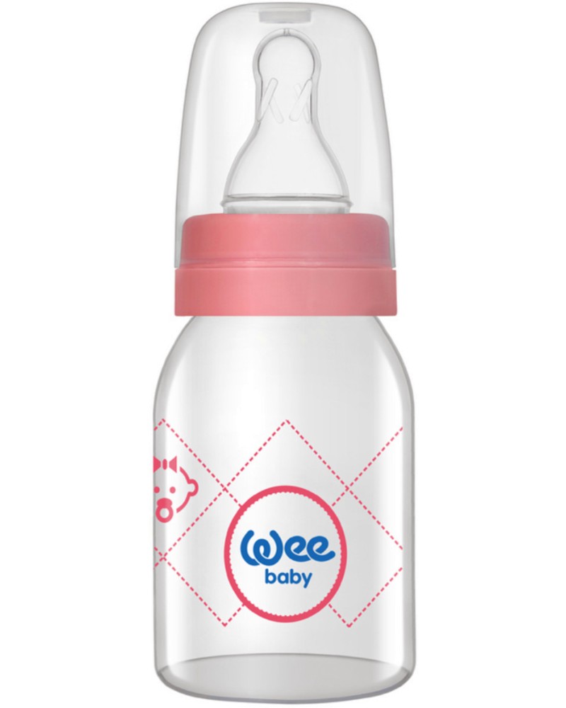 Стъклено стандартно бебешко шише Wee Baby - 125 ml, от серията Classic, 0-6 м - шише
