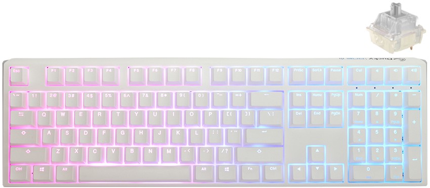    Ducky One 3 Pure White - Full Size,  USB  1.8 m, ANSI Layout, Hot-Swap, Cherry MX Clear RGB - 