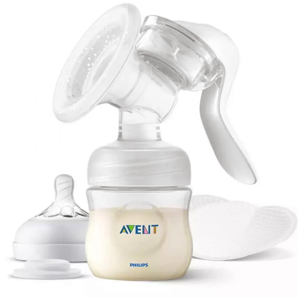 Ръчна помпа за кърма Philips Avent Natural Motion Ръчна помпа за кърма Philips Avent Natural Motion - С шише, биберон и подплънки за гърди - продукт