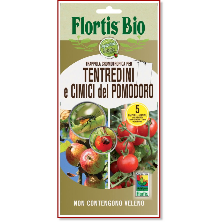 Бял хромотропен капан за оси, плодови и листни мухи Flortis - 5 броя - 