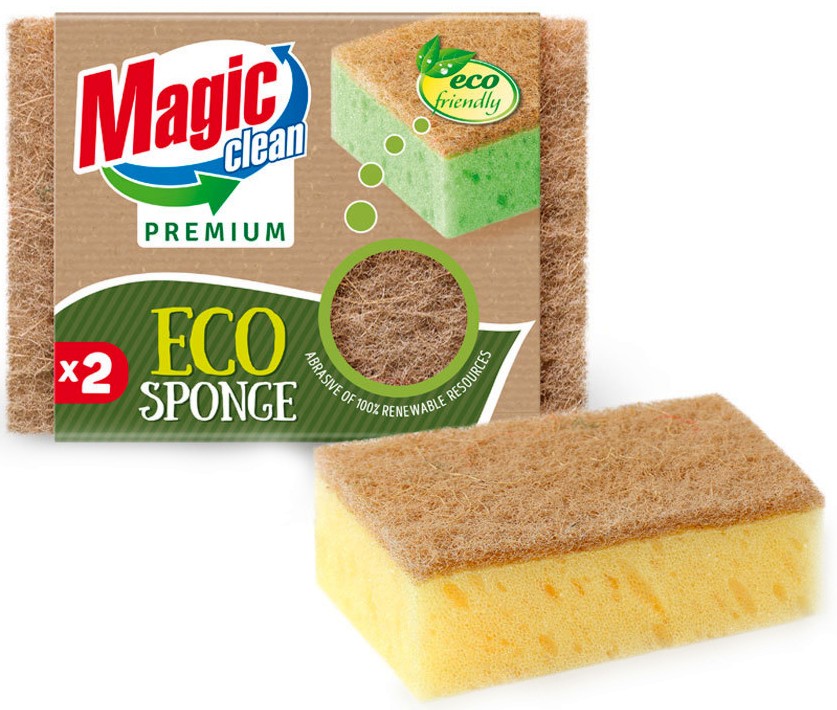 Еко гъби за съдове Magic Clean Eco Еко гъби за съдове Magic Clean Eco - 2 броя без канал от серията Premium - гъба