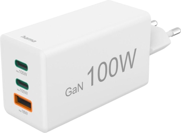  o Hama GaN - 100 W, 2 x USB-C, 1 x USB-A - 