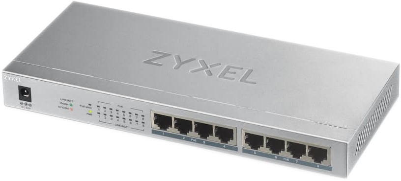 Суич ZyXEL GS1008-HP Суич ZyXEL GS1008-HP - 8 PoE+ порта, 1000 Mbps -