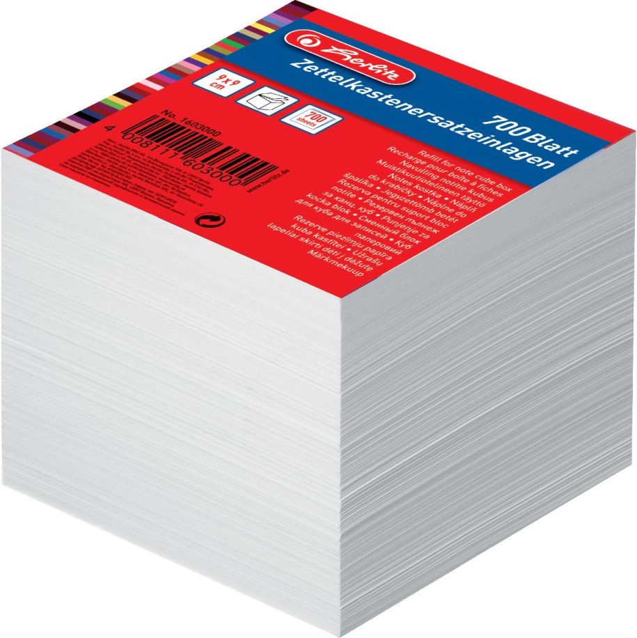 Бяло хартиено кубче Herlitz Бяло хартиено кубче Herlitz - 700 листчета с размери 9 x 9 cm -