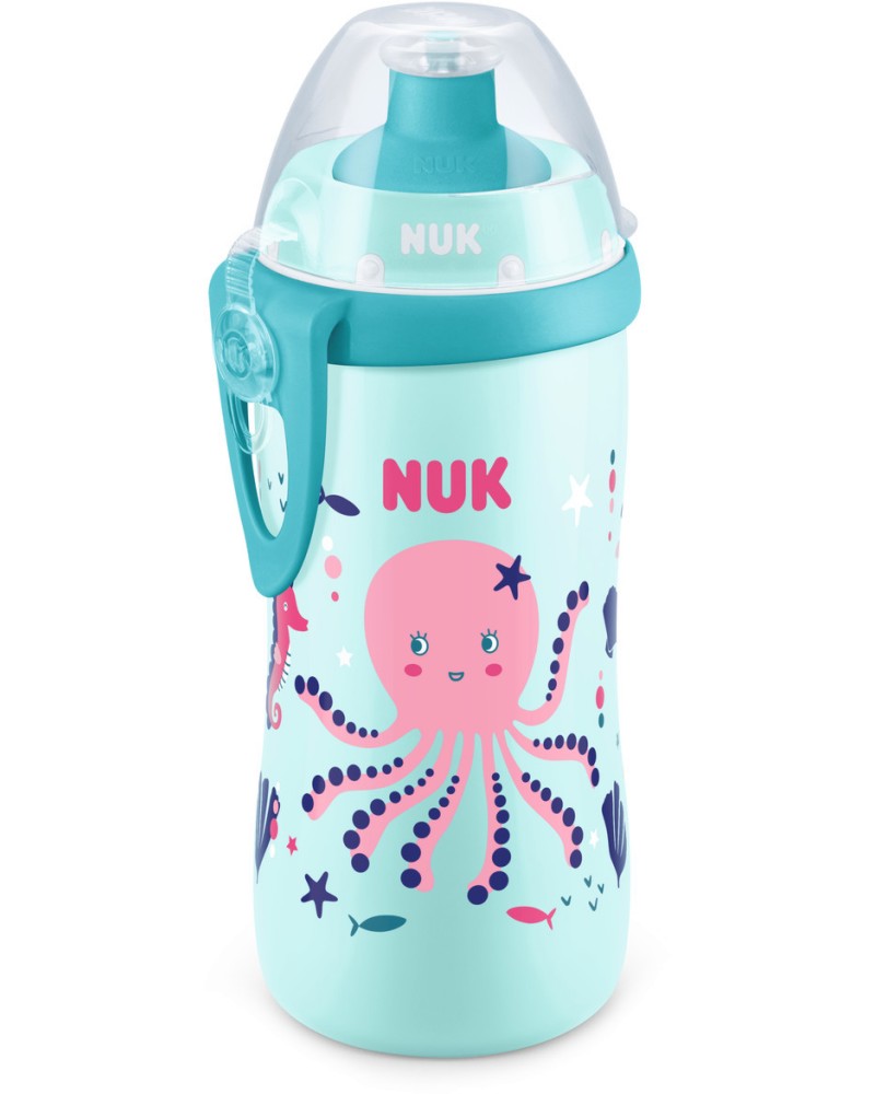 Детско спортно шише NUK Junior Cup First Choice Детско спортно шише NUK Junior Cup First Choice - 300 ml, от серията Chameleon, 18+ м - продукт