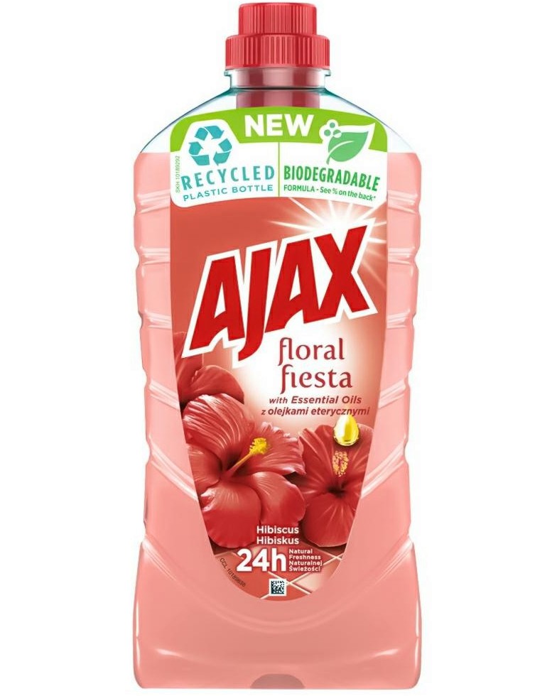 Универсален почистващ препарат Ajax Универсален почистващ препарат Ajax - 1 l, с аромат на хибискус - почистващ препарат