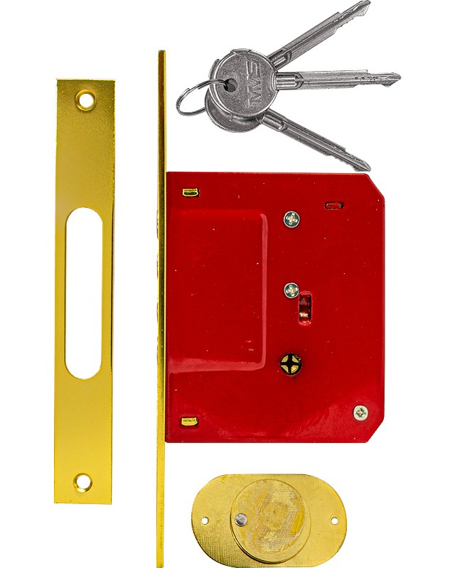 Брава за каса на врата MMS Брава за каса на врата MMS - С 4 шипа и 3 ключа тип пирон -