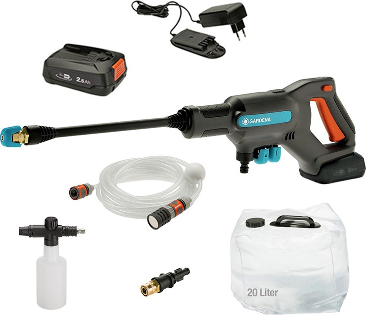 Акумулаторна водоструйка Gardena AquaClean 24/18V P4A Premium Set Акумулаторна водоструйка Gardena AquaClean 24/18V P4A Premium Set - С батерия, зарядно и аксесоари -