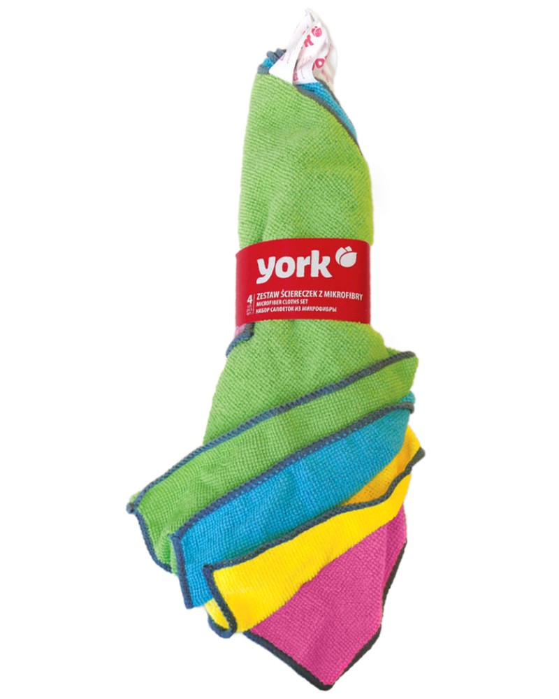Универсални микрофибърни кърпи York Универсални микрофибърни кърпи York - 4 броя, 30 x 30 cm, за сухо и мокро почистване - продукт