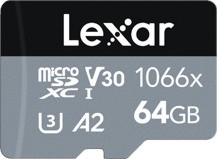 Micro SDXC ����� ����� 1066x 64 GB Lexar Professional - Class 10, U3, V30, A2 ��� SD ������� �� ������� Silver - 