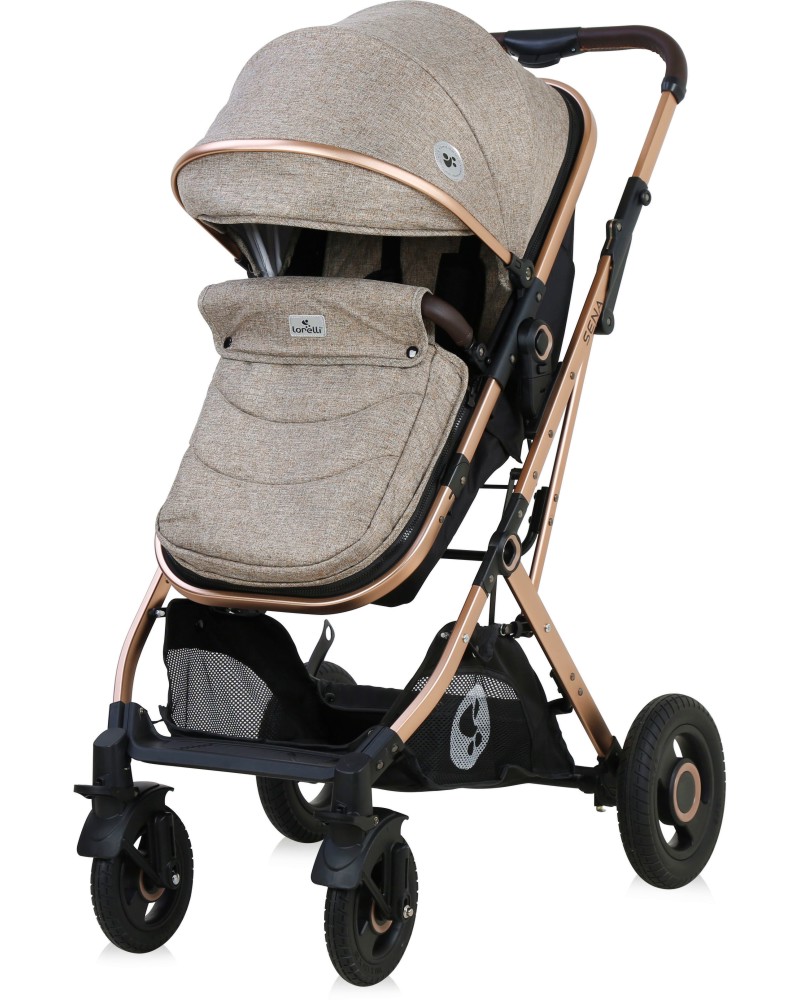 Бебешка количка 2 в 1 Lorelli Sena Set 2021 - С трансформираша се седалка, кош за кола, покривало за крачета и чанта - количка
