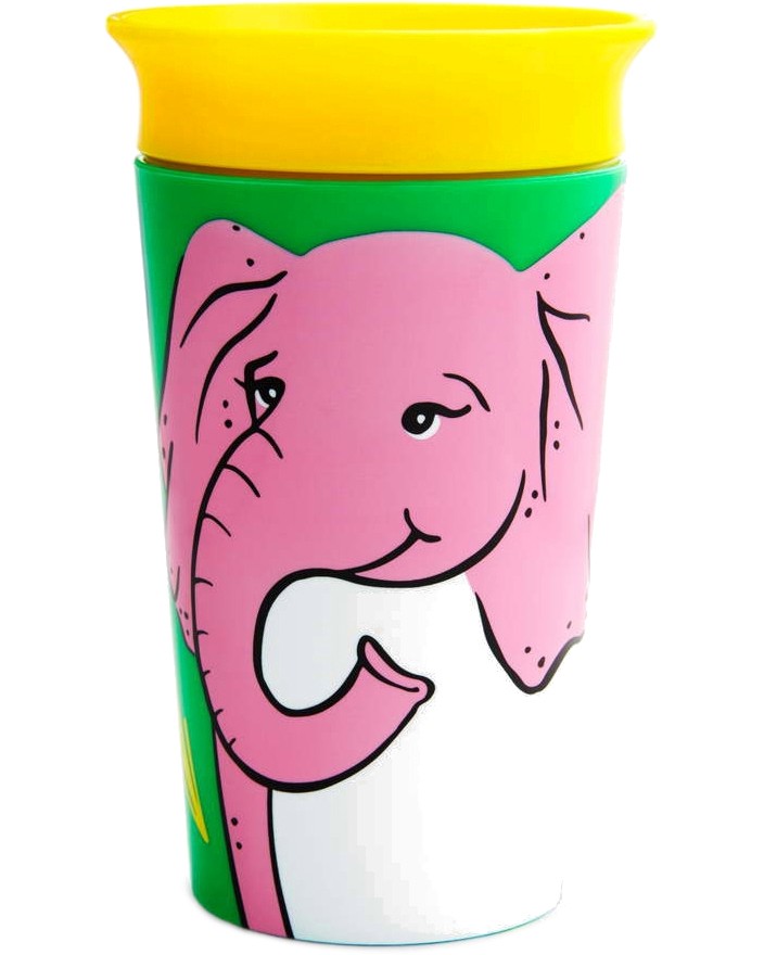 Неразливаща се преходна чаша Munchkin WildLove Elephant Неразливаща се преходна чаша Munchkin WildLove Elephant - 266 ml, 12+ м от серията Miracle 360° - чаша