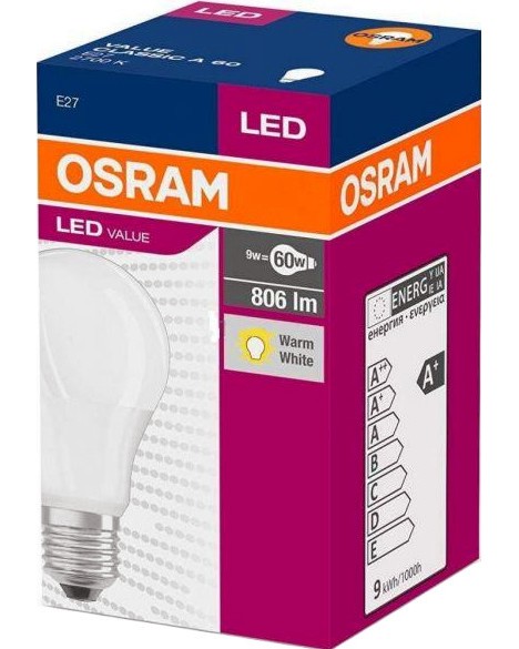 LED крушка Osram A60 E27 9 W 4000K LED крушка Osram A60 E27 9 W 4000K - 806 lm -