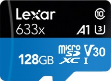 Micro SDXC   633x 128 GB Lexar High-Performance - Class 10, U3, V30, A1  SD  - 