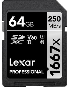 SDXC карта памет 1667x 64 GB Lexar Professional SDXC карта памет 1667x 64 GB Lexar Professional - Class 10, U3, V60 от серията Silver -